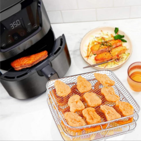 8 inch Air Fryer Accessories? Square Air Fryer Rack, Air Fryer Three Stackable Racks for Gowise Phillips USA Cozyna Ninjia Airfryer,Air Fryer Rack...