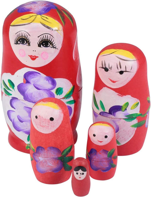 TOYANDONA Russian Nesting Dolls for Kids, Wood Matryoshka Doll Stacking Nested Set Handmade Girl-Pattern Nesting Dolls Toys for Christmas Mothers ...