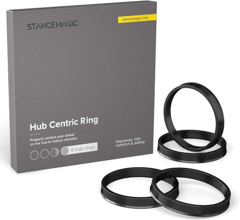 Hubcentric Rings (Pack of 4) - 87.1mm ID to 110mm OD - Black Poly Carbon Plastic Hubrings Hub - Compatible with Ford Lincoln with 87.1mm Vehicle H...
