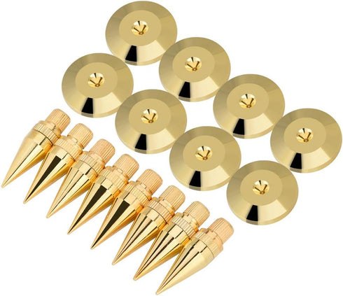 8 Pairs 6 x 36mm Copper Speaker Spike Pad Kit, Speaker Spike Isolation Stand with Base Pad Feet Mat for for Speaker, Amplifier, CD DVD Player, Tur...