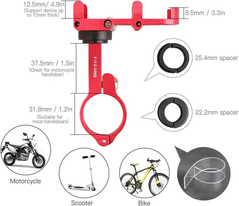 GUB Plus 6 Aluminum MTB Bike Bicycle Motorcycle Phone Holder Support GPS for Bike Handlebar Bike Accessories (Red)...