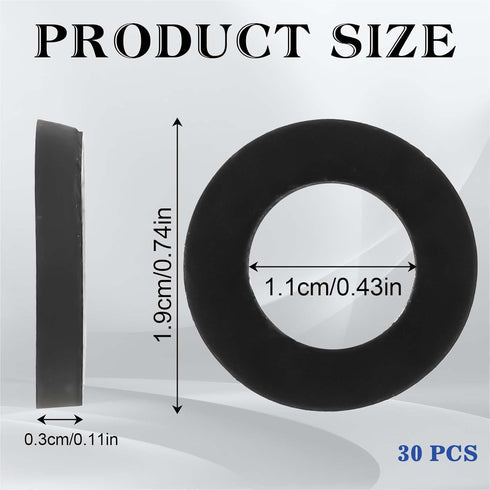 30 PCS Rubber Washers Seals Shower Hose Washers 1/2 Inch Black Flat Rubber Washers Assortment Kit Tap Sealing Rings Rubber Hose Washer for Hose Co...