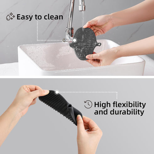 4PCS Oven Mitts, Silicone Pot Holders Heat Resistant, Mini Oven Gloves for Kitchen, Thickened Silicone Hot Pads for Cooking & Baking(2Black2Grey)...