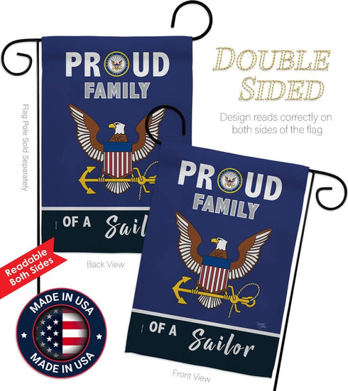 Proud Family Sailor Garden Flag - Armed Forces Navy USN Seabee United State American Military Veteran Retire Official - House Decoration Banner Sm...