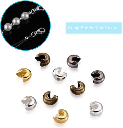 1400 Pieces Brass Tube Crimp Beads Wire Guardians Crimp Bead Knot Covers Bead Tips Knot Covers for DIY Bracelets Necklaces Jewelry Making Crafts S...