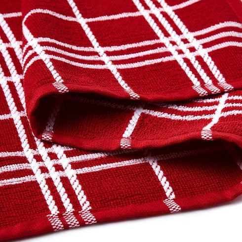 Encasa Terry Cloth Dish Towel Set | 12x12 in Super Absorbent Multipurpose Kitchen Towels for Drying and Cleaning - Pack of 12 – Terry Red...