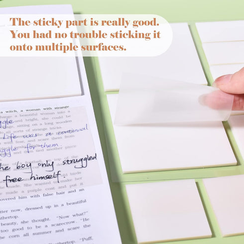 BAYTORY 700Pcs Transparent Sticky Notes, Clear Waterproof 3 x 3 inch See Through Memo Pad Page Markers, Self-Adhesive Translucent Writable Index T...
