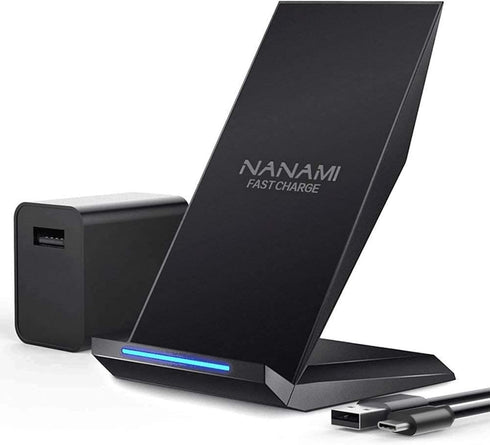 NANAMI Fast Wireless Charger with USB Phone Charger, Qi Certified Charging Stand with QC3.0 Adapter 7.5W Compatible iPhone 15/14/13/12/11,10W for ...
