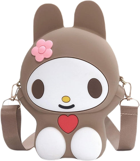 Cartoon Small Crossbody Bag for Teen girls Silicone Bunny Rabbit Purse Handbag Kids Waterproof Shoulder Bag...