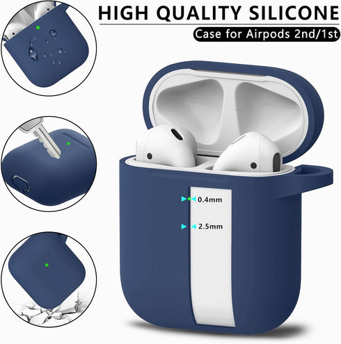 for Airpods Case Cover 2&1 with Cleaner Kit,Soft Silicone Protective Case for Apple AirPods 2nd/1st Generation Charging Case with Keychain,Shockpr...