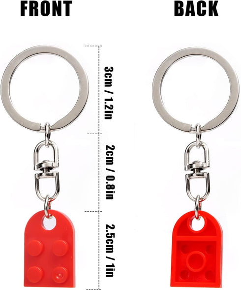 Heart Keychain Set, Red Heart Keychain Small Brick Heart Keychain for Couples, 2Pcs Matching Heart Decorations Valentines Gift for Girlfriend Boyf...