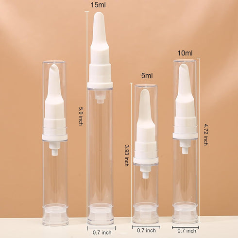 6 Pack Airless Pump Jars Travel Foundation Container, Travel Size Eye Cream Dispenser Empty Refillable Cosmetic Pump Bottles for Lotion Skincare S...