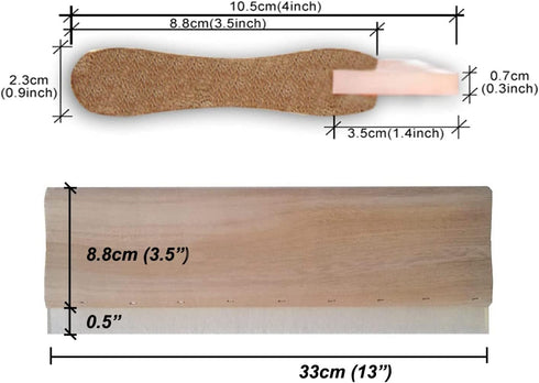 INTBUYING Screen Printing Squeegee Ink Squeegee Wooden Water Scraper 65 Durometer 13nches Long 4 inches Wide with Rubber Blade and Wooden Handle...
