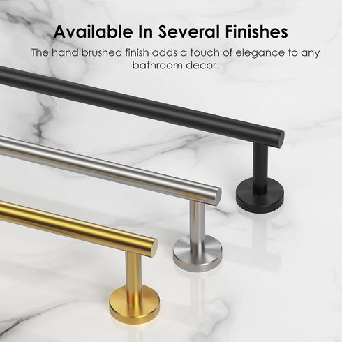 FORIOUS Towel Bar 14 Inch Center to Center, Matte Black Bathroom Towel Rack 304 Stainless Steel, Wall Mounted Towel Holder for Bathroom, includes ...