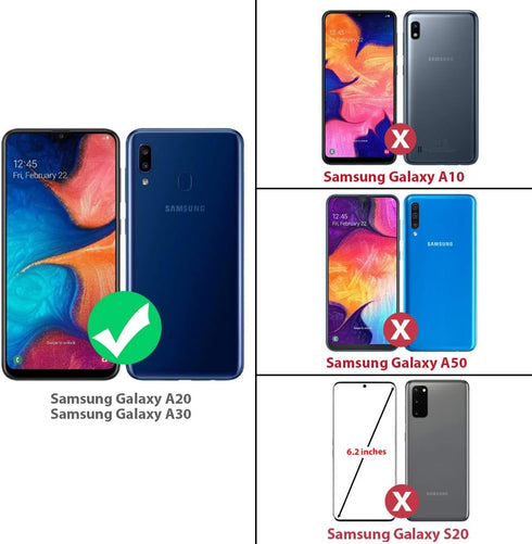 TJS Compatible with Samsung Galaxy A20 Case, Galaxy A30 Case, with Tempered Glass Screen Protector Metal Ring Magnetic Support Kickstand Heavy Dut...