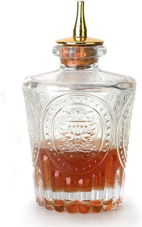 LINALL Bitters Bottle - Donatello Bitter Bottle for Cocktail, 4oz / 130ml, Glass Dahs Bottle with Gold Plated Dasher Top - DSBT0013 (4oz/130ml)...