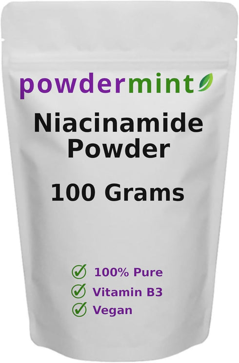 Niacinamide Powder (Vitamin B3) 100% Pure Niacin Powder 500 mg Flush-Free Supplement (100 Grams)...