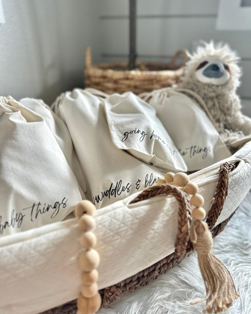 Lucky Love Hospital Bags For Labor and Delivery, Diaper Bag Organizing Pouches and Hospital Bag Essentials For Mom (Canvas Drawstring Hospital Pou...