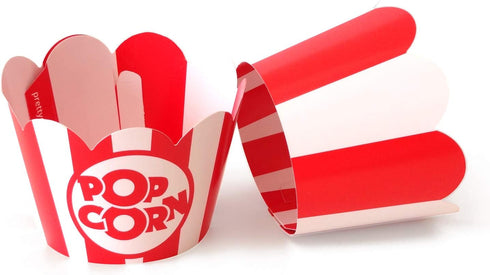 Popcorn Cupcake Wrappers, Red and White Striped - Circus Party Supplies, Carnival Decorations, and Movie Night Theme - Set of 48 for Birthday Part...