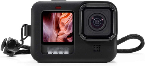 Accessories Kit Protective Soft Silicone Case for GoPro Hero 12/11/10/9 Black, Sleeve Case with Rubber Lens Cover + Screen Protector + Battery Sid...