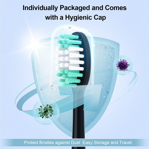 Replacement Toothbrush Heads Compatible with AquaSonic Black Series 10 Pack for Electric Toothbrush Black...