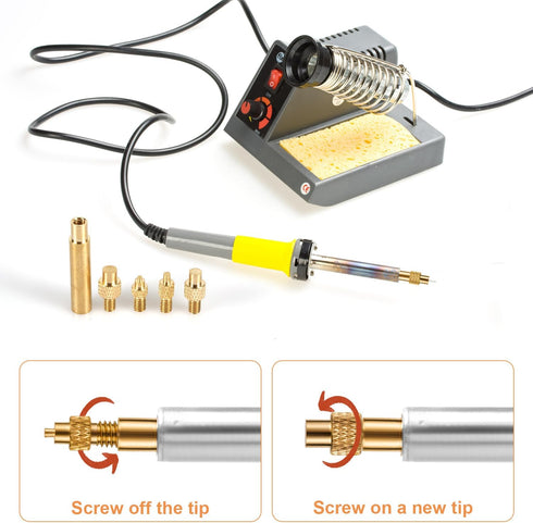 6pcs Soldering Iron Tips Screw in Set, Soldering Iron Heat Set Insert Tips for Sizes M2, M2.5, M3, M4, M5 and M6 3D Printing Supplies Compatible w...