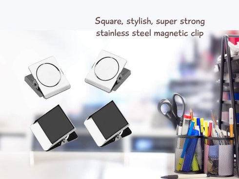 1InTheOffice Magnetic Clips Heavy Duty, Strong Magnetic Metal Clips, Magnetic Clips for Refrigerator, Magnetic Clips 2.3" Length, 4 Pack...