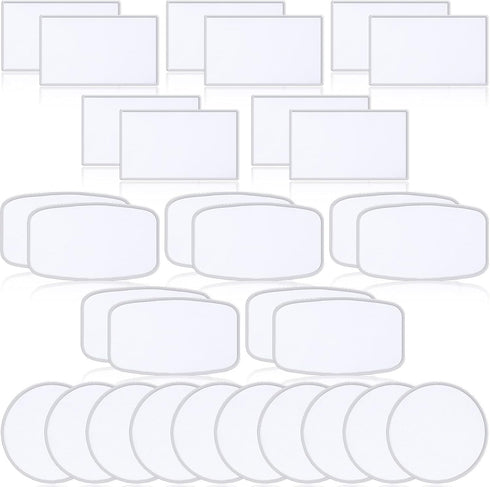 30 Pieces Sublimation Patches Fabric Iron-on Blank Patches 3 Shapes Repair Embroidery Sublimation Blank Hat Embroidery for DIY Crafts, Caps Clothe...