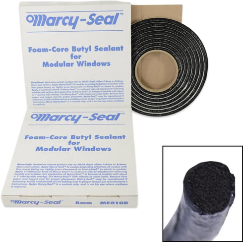 8mm x 10' Foam Core Round Butyl Tape Roll Auto Glass Adhesive Soft Seal...