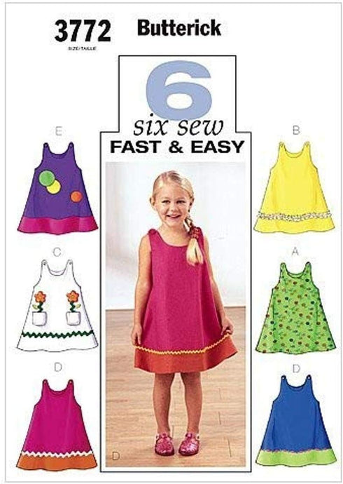 BUTTERICK PATTERNS B3772 Toddler's & Children's Dress, Size 4-5-6...
