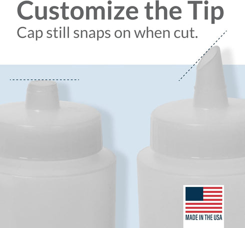 Pinnacle Mercantile Plastic Squeeze Condiment Bottles with Red Tip Cap 16-ounce Set of 2 Wide Mouth...
