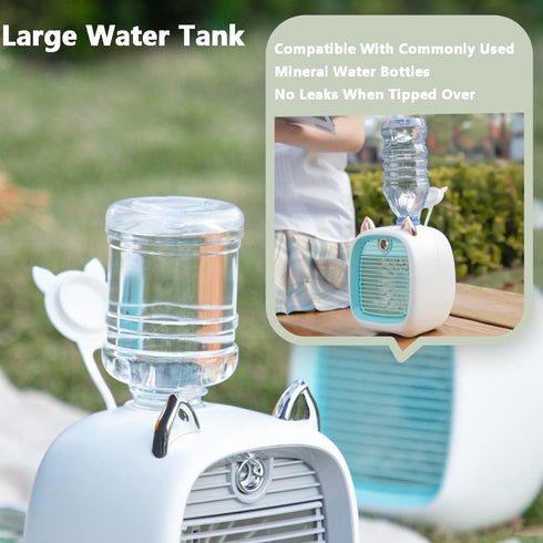 Mini Air Cooler Fan, Portable Air Conditioner 190ml Evaporative Mini Air Conditioner, 3 Speeds Portable Cooler Fan, USB Rechargeable Personal Air ...
