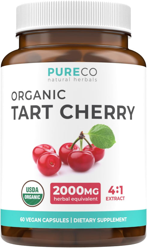 Organic Tart Cherry Capsules (Vegan & Gluten Free) - Natural Uric Acid Flush - High Strength 4:1 Extract Equals 2000mg of Fresh Tart Cherry Juice ...