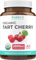 Organic Tart Cherry Capsules (Vegan & Gluten Free) - Natural Uric Acid Flush - High Strength 4:1 Extract Equals 2000mg of Fresh Tart Cherry Juice ...