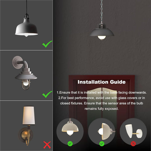 ORALUCE Motion Sensor Light Bulbs Indoor Outdoor 60 watt Equivalent, A19 E26 9W Motion Activated LED Bulb 6000K Cool White, Motion Sensor Light fo...