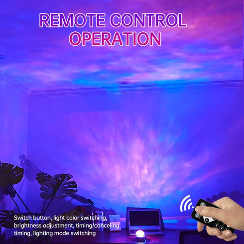 USB 2 in 1 Northern Lights and Ocean Wave Projector,Northern Galaxy Light with Remote Control, Water Ripple Aurora Lamp Bedroom Night Light Projec...