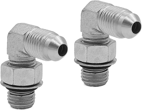 (2-PACK) 6801-06-06-NWO Hydraulic Hose Adapter Fitting 3/8"Male JIC 37° Flare(9/16-18 UNF)×3/8"Male Adjustable Nut O-Ring Boss(9/16-18 UNF) 90°Elb...