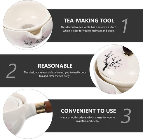 UPKOCH Tea Set Japanese Tea Set Teapot with Infuser Teapot Blooming and Loose Leaf Tea Maker with Wooden Handle Asian Kitchen Tea Kettle Style 1 T...
