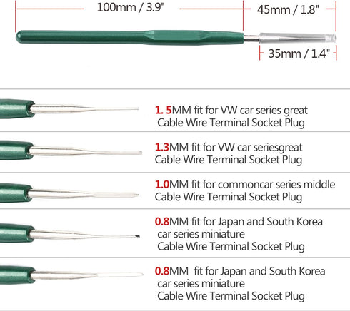 5pcs Automotive Terminal Removal Kit Car Wiring Depinning Key Tool Wiring Dismount Tool Electrical Plug Crimp Connector Harness Pin Extractor Dism...