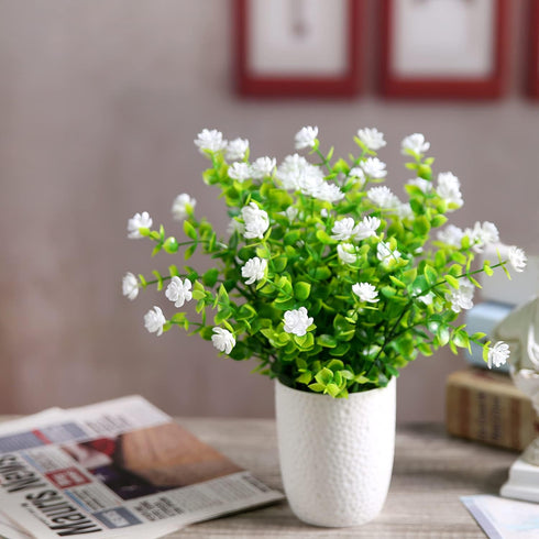 Artificial Plants Flowers Grass Shrubs 8 Pack No Fade Faux Plastic Flowers Outdoor for Vases Farmhouse Garden Porch Patio Office Indoor Wedding De...