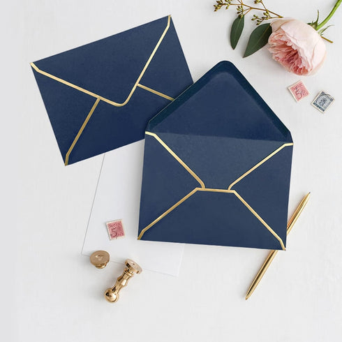 50 PCS Invitation Envelopes, 5x7 Envelopes for Invitations Blue Envelopes for 5x7 Cards A7 Luxury Envelopes Mailing Envelopes for Wedding, Graduat...