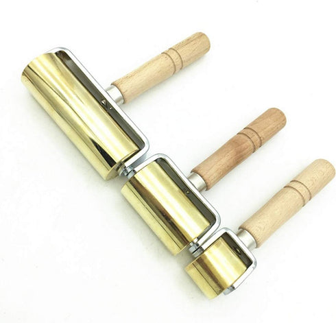 Gold Leather Roller Platen Tool Leather Edge Glue Press and Smoother Trimmer Press Board Tool Iron Roller Wooden Handle Leather Craft DIY (26mm)...