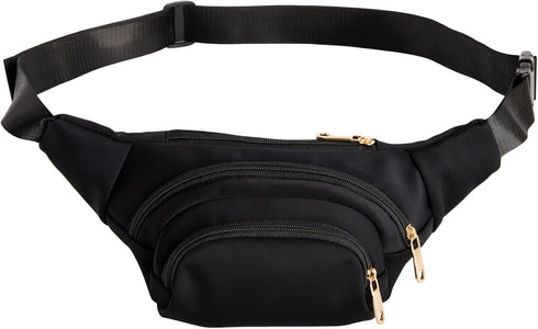 Zodaca Black Extra Large Fanny Pack Plus Size, Crossbody Bag with Adjustable Belt Straps Fits 34-60 Inch Waist (Expands to 5XL)...