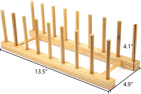Lawei 4 Pack Bamboo Dish Drying Rack, Plate Rack Stand Pot Lid Holder, Dish Organizer Racks for Plates, Cups, Bowls, Cutting Board, Drying Rack St...