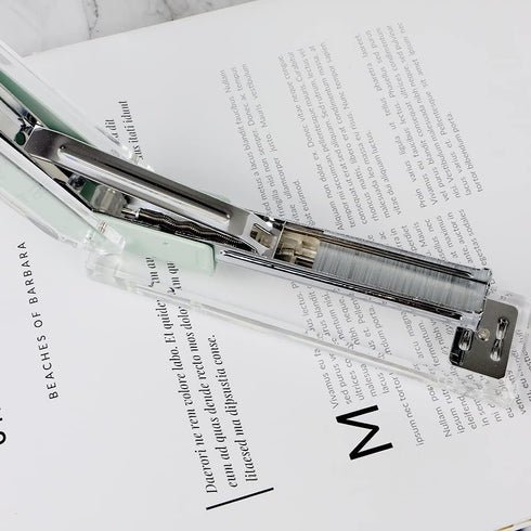 Mint Green Stapler Clear Acrylic Body Desk Staplers with Large Capacity Non-Slip No-Jam Desktop Stapling Tools for Office Home Desk Accessories Su...