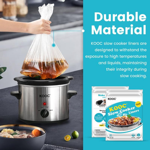 KOOC Slow Cooker Liners 10x13 inch 30 count Small Size Disposable Pot Liners Cooking Bags Fit 1.5QT to 2QT Pot BPA Free Fresh Locking Seal Design...