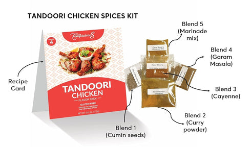 Tandoori Chicken and Cumin Rice Indian food spices kit by Flavor Temptations | Home Cook Authentic Indian food | Gluten Free, Salt Free, All Natur...