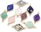 6PCS Natural Stone Pendant Charms,Quadrilateral Shape Random Color Mix Stone Connector Necklace Links Pendants Healing Crystal Quartz Chakra Reiki...