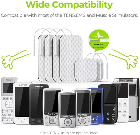 AUVON TENS Unit Replacement Pads Combination Set, 36 Packs 2 Sizes Electrodes for TENS Unit, Reusable and Latex Free Pigtail TENS Pads for Multipl...