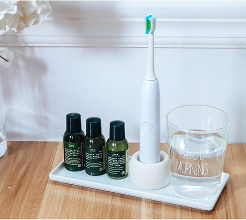 Ceramic Toothbrush Holder for Bathroom Toothbrush Tray for Vanity Countertop Storage Organizer for Holding Toothpaste Dental Floss Picks Makeup Br...